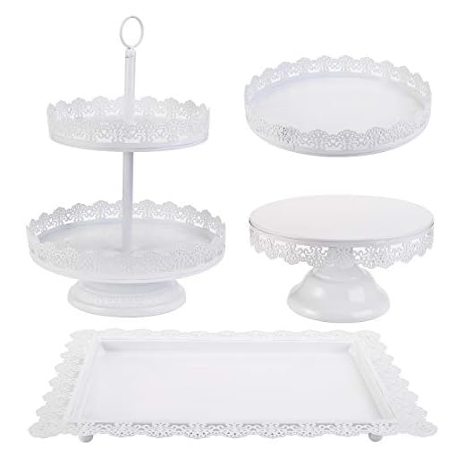 TOPZEA Set of 4 Cake Stands, White Metal Cupcake Holder Tray Dessert Buffet Treat Table Stands Platter Set Tiered Serving Tower Cake Pop Fruit Display Plates for Wedding, Party, Birthday, Anniversary