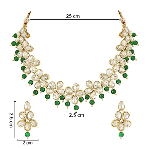 18K Plated Stone Studded Choker Necklace Set (IJ374G)