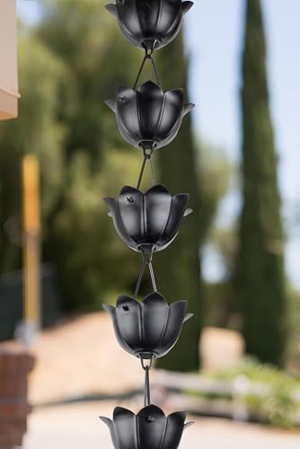 Monarch Rain Chains 18022 Aluminum Large Cup Lotus, 8-1/2 Feet Length Replacement Downspout For Gutters, Rain Chain 8.5 Ft thumb #6