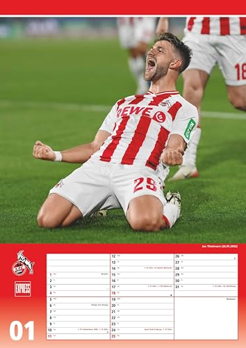 DUMONT - 1. FC Köln 2026 - Fußball-Kalender - 30 x 42 cm – Fußball-Fankalender – EXPRESS Wandkalender mit Spielterminen, perfekt für Fußball Fans: Kalender 2026