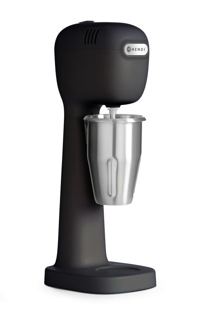 HENDI Professioneller Mixer für Getränke, BPA-frei, Belüfter für leichte Getränke, gefrorener Cappuccino, 1 Becher und 4 Rührstäbchen inklusive, 230 V/400 W, 170 x 196 x 490 mm, Schwarz