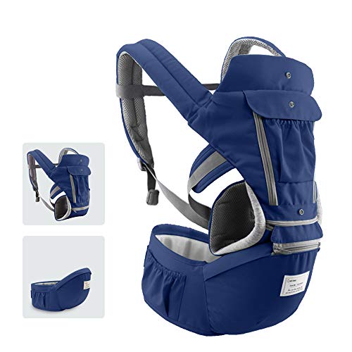 Henniu Porta-bebês com assento de quadril Design respirável e destacável Alça ajustável Bolsos later