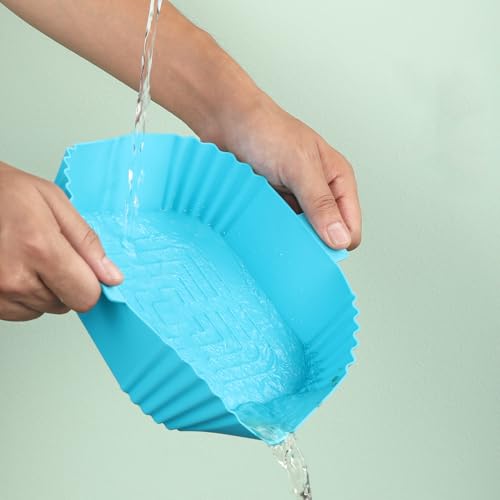 Image of 2Pcs Silicone Air Fryer Liners 7.6inch for 3 to 6QT Air Fryer,Reusable,Easy To Clean,Non-Stick,Square Airfryer Liners for Ninja COSORI Chefman Gourmia Cuisinart Instant Pot Air Fryer