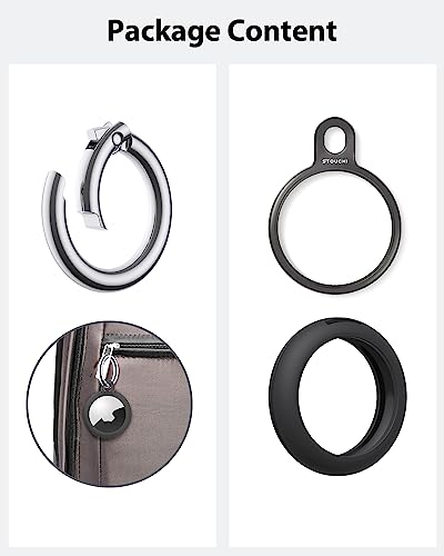 Image of Stouchi Air Tag Holder Key Ring with Soft TPU Case, Stainless Steel