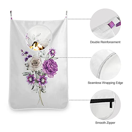 Tatenale Hanging Laundry Hamper Over The Door Wall Floral Oxford Fabric Door Laundry Clothes Bag, 29.5X20Inch 1Pcs #TOP4