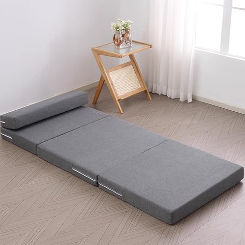 XXIUDEE Colchón tatami plegable con funda extraíble, almohadilla de dormir plegable para meditación, yoga, niños, invitados, sala de estar, colchón para viajes, coche, tienda de campaña (150 x 60 x 5