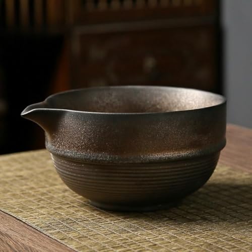 AOBOPO 手作り陶器抹茶セレモニー茶碗 注ぎ口付き 500ml サラダジュースカップ兼用 抹茶専用日常飲料・抹茶儀式両対応 質感で温かみあり 家庭用・ゲスト接待最適 おしゃれデザイン 紅茶・緑茶・ジュース多飲料?配