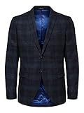 selected blazer herre Blazer aus Wollmischung SELECTED HOMME Herren Slhslim-Myloiver Chk BLZ B Noos Blazer, Blau (Navy Blue Checks: Blue), (Herstellergröße: 94)