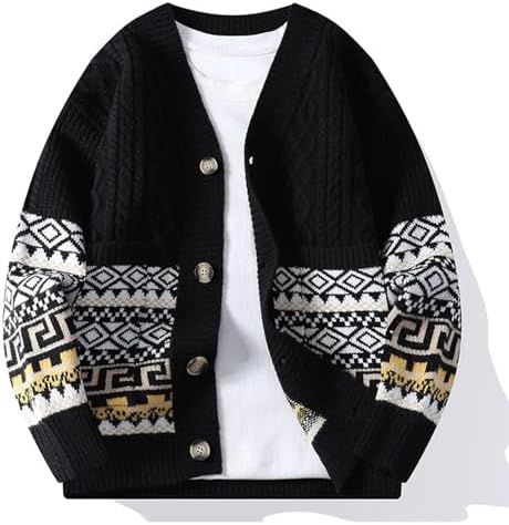 Cardigan Uomo A Maniche Lunghe Con Scollo A V - Maglia Fine, Bottoni, Stile Vintage, Per Autunno/inverno