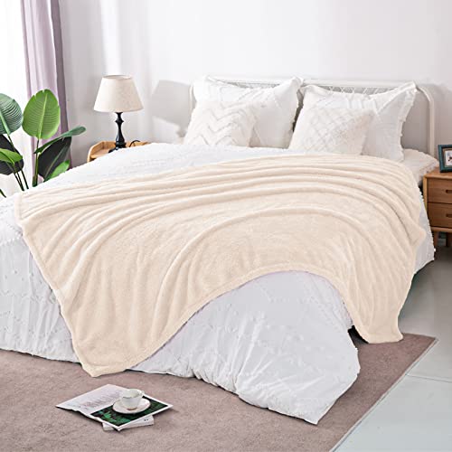 Panku Fuzzy Faux Fur Throw Blanket For Couch, Extra Soft Warm Fluffy Fleece Blanket Throw For Couch, Sofa, Camping, Travel, Lightweight Decorative Throw, 50X60 Inch, White #TOP4