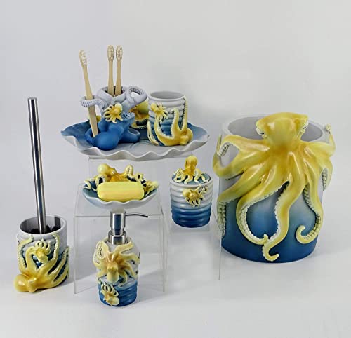SHANCO Resin Octopus Mother and Baby Toothbrush Holder, Beach Bathroom Accessory,Ocean Theme Octopus Family Bathroom Decor,Coastal Decor (Ocean Blue) - Image 6