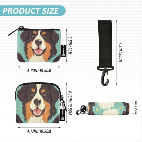 linqin Cute Mountain Dog Faces Flower Dual Wristlet Wallets for Women Mini Fashion Women's Money Organizers with Wristle Strap for Women Men 2 Pcs4