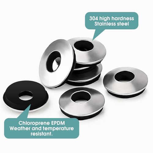 Unterlegscheiben Set EPDM Dichtscheiben Edelstahl Gummi Dichtungen 200 Stück Karosseriescheiben M 6.3 x 16 mm Beilagscheiben Set Gummidichtung Rund für Schrauben Spenglerschrauben (M6.3x16mm)