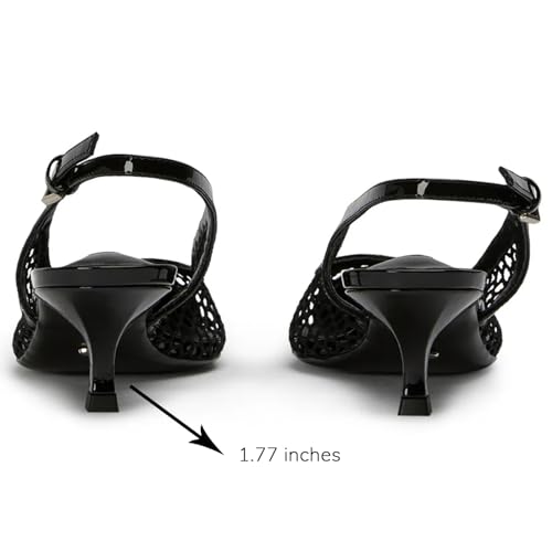 olomisa Mesh Slingback Pumps for Women,Kitten Heels with Pointed Toe Low Heel Sandals Ankle Strap Heels Slip-On Pumps3