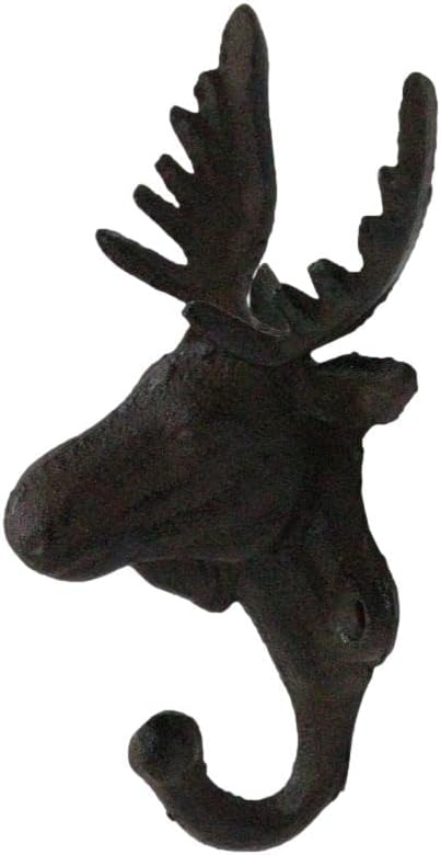 Miniatura 4 de Ebros Gift Paquete de 2 ganchos de pared de hierro fundido, estilo vintage, estilo occidental, rústico, con cabeza de alce, para colgar en la pared,