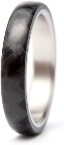 Miniatura 2 de Women's titanium and carbon fiber ring. Unique black glossy wedding band. Water resistant, very durable and hypoallergenic. (00311_4N)