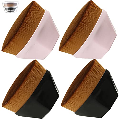 Yopay 4 Pack Kabuki Brush, Flawless Foundation Makeup Brush, Flat Kabuki Hexagon Face Blush for Blending Liquid, Cream or Powder, Foundation Momma Brush
