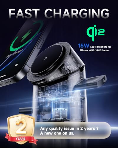 ZEEHOO 3 in 1 Charging Station for Apple Devices, Mag-Safe Charger Stand, Qi2 15W Auto-Rotating Wireless Charger for iPhone 17 16/15/14/13/12 Series& AirPods& iWatch(Black) - Image 3