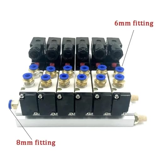 Bloc d'électrovanne pneumatique 4V210-08 robuste avec collecteur en aluminium 6 voies - 3