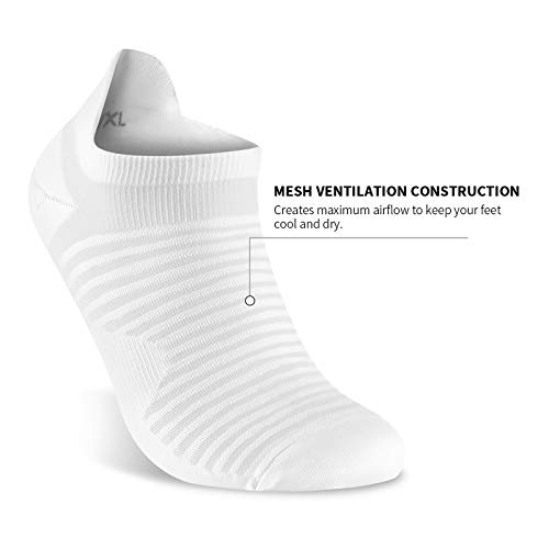 Meias de compressão para corrida no tornozelo de corte baixo (6 pares) para homens e mulheres, Black