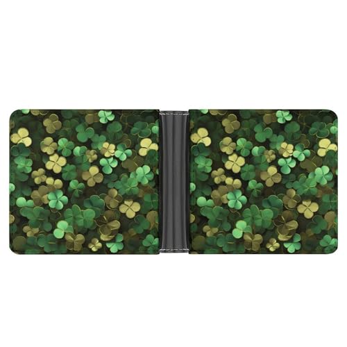 St. Patrick's Day Clovers Funny Men's Slim Bifold Wallet with Multiple Card Slots Front Pocket Purse