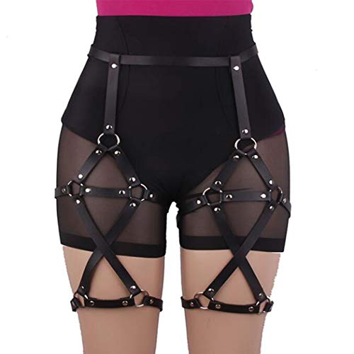 Leather Leg Harness Thigh Black Fashion Rave Body Accessories for Women2