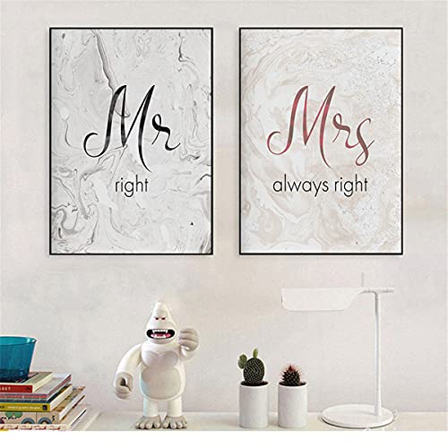 Odtis Romántico Sr. Sra. Cotizaciones Cartel Impresiones Lienzo Pintura Mural Arte Master Pareja En Marble Room Decor Decor Decor Pictures. 40x60cm Framed Cover