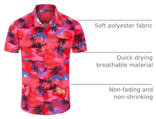 Image of Yoimira Hawaiian Shirts for Men, Print Mens Casual Short Sleeve Button Down Shirts Floral Aloha Beach Shirt
