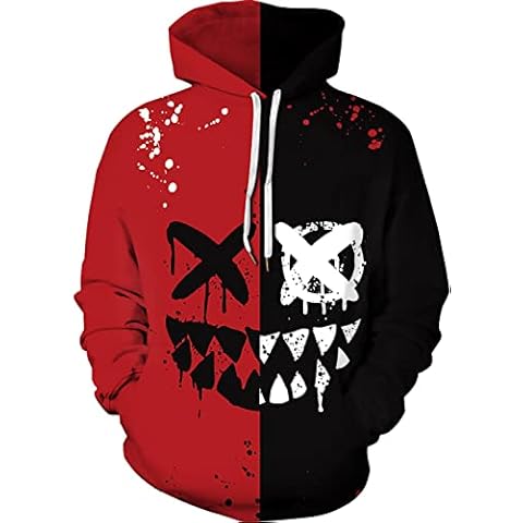 TAKUSHI HF Unisex Fashion Creative 3D Digital Printed Pullover Hoodies Hooded Sweatshirts for Sport and Party(Death smile XXwing, 2XL/3XL) Cover