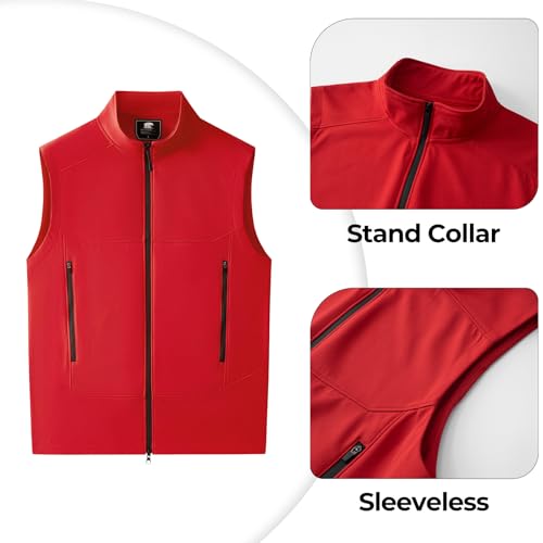 WUWWUT Personalisierbare Softshell-Weste für Herren, Sportweste, individuelle Arbeitsweste mit Reißverschlusstasche, leicht, ärmellos, Softshell-Jacke, Schwarz , XL