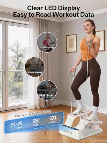 Image of JOROTO Air Stepper Exercise Machine with LED Monitor and Resistance Bands, 300LB Capacity Stair Stepper, 5-Level Adjustable Resistance and Low-Impact Steppers for Exercise at Home