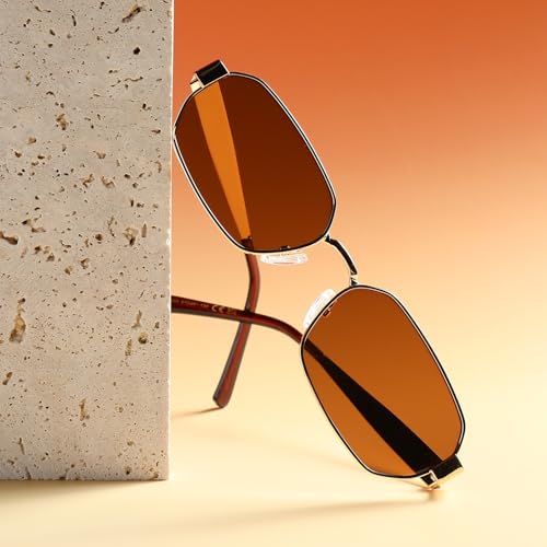 YOGFIT Trendy Polarized Sunglasses for Women Men, Retro Square Hexagonal UV400 protection sunglasses4