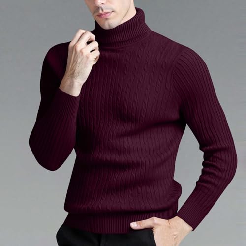 Men's Turtleneck Sweaters Cable Knitted Long Sleeve Cozy 2025 Fall Winter Slim Fit Pullovers Lightweight Sweaters2