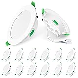 LED Downlights Ultra Slim 5W LED Recessed Ceiling Lights Dimmable, Warm White 3000K Neutral White 4000K Cool White 6500K Adjustable, IP44 Round Spotlights for Bathroom Kitchen Living Room, 12 Pack
