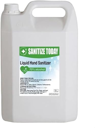 5L 70% Alcohol Liquid Hand Sanitizer, Fast-Drying Hand Sanitising Solution for Home, Office & Commercial Use