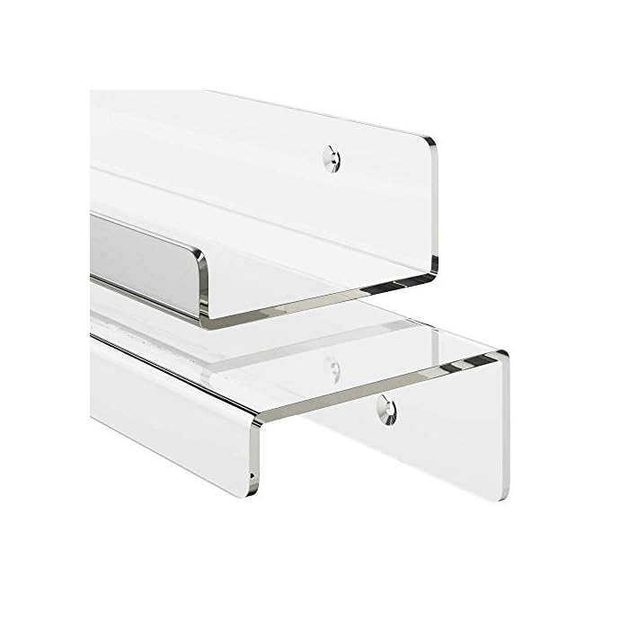 Unum Set of 2 Acrylic 24" Invisible Floating Shelves for Wall; Clear