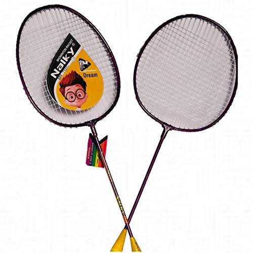 Image of Nalky Badminton Racket Set of 2 Pieces with 6 Colorfull Suttle.