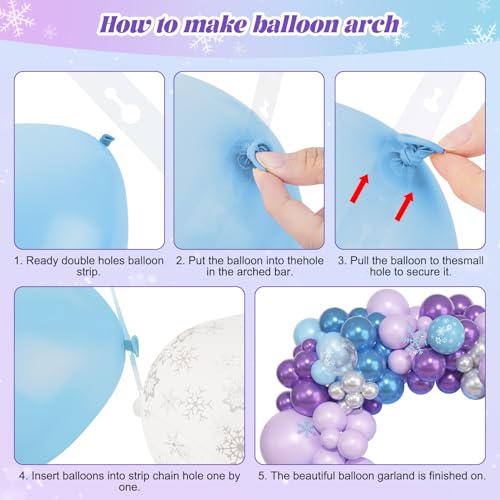 Image of Ouddy Life 157 Pcs Frozen Balloon Arch Garland Kit, Blue Purple Sliver Snowflake Balloons Different Size for Winter Princess Wonderland Baby Shower Decorations Ice Snow Theme Birthday Party Decor