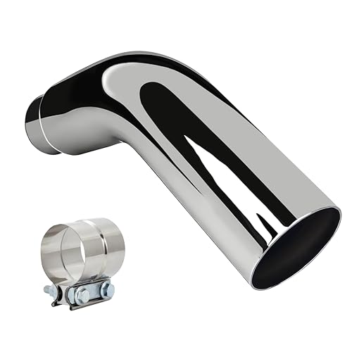 Universal 5 to 7 Exhaust Elbow Pipe with Steel Clamp - Silver Chrome or Black Painted for Car Truck & Diesel