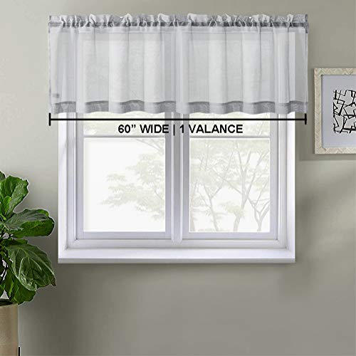 Xwtex Grey Sheer Curtains Valance Sheer Curtains Half Window Curtain For Kitchen Café Window Curtains Rod Pocket (W60 X L16, 1 Panel) #TOP5