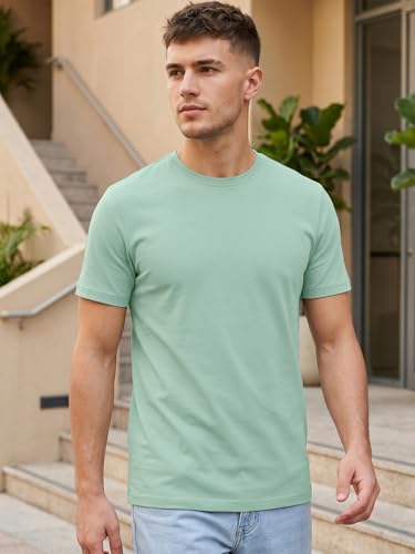 Image of Bewakoof Men's 100% Cotton Solid Regular Fit Half Sleeve Round Neck T-Shirt | Tshirt for Men Cotton| Casual Wear | Street Wear
