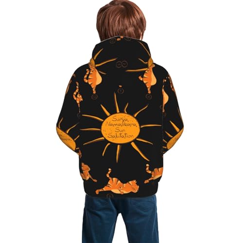 Cat Doing Yoga Kid Hoodies Boys Sweatshirts Girls Pullover with Pocket4
