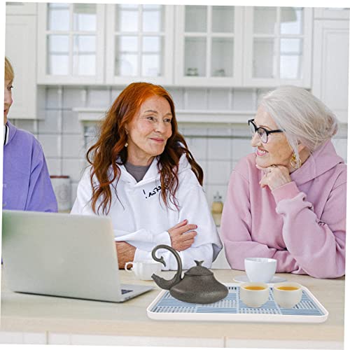 Water Tray 5Pcs Double Layer Tea Tray Vegetable Tray 2 Tier Tray Vegetable Storage Plate Tea Pot Tray Fruit Draining Plate Blue Multipurpose Cup Holder Pp #TOP2