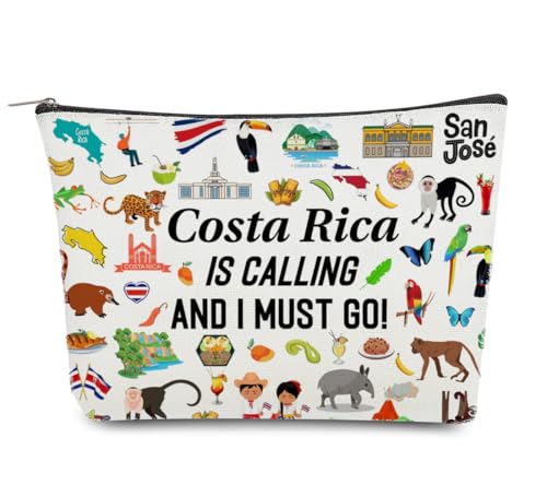 Odebyata Costa Rica Travel Makeup Bag, Costa Rica Traveler Souvenir Gifts Cosmetic Bag, Toiletry Pouch Organizer Bag for Travel Work Makeup Tools