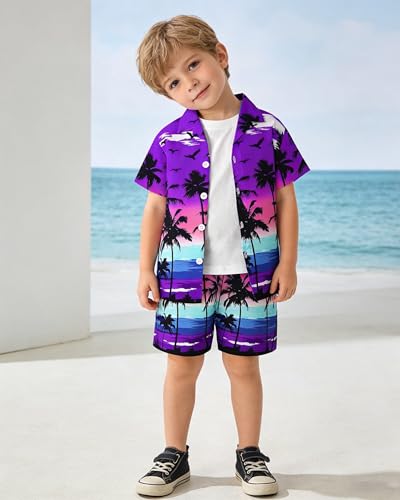 Image of SANGTREE 3 Piece Boy Outfits Short Sleeve Shirt and Shorts Set Beach Vacation Summer Clothes, 3 Months - 9 Years