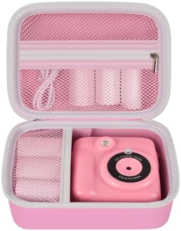 Kids Camera Case Compatible with Agoigo/for Seckton/for DEKER/for Miiulodi/for Yoophane Digital Waterproof Camera. Portable Camera Storage Box for Cable, Memory Card and Accessories-Pink