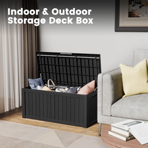 120 Gallon Outdoor Storage Box Waterproof Lockable Resin Deck Box for Patio by Trygoal - Used condition - Image 5
