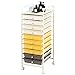 COSTWAY Carrello con 10 Cassetti da Stoccaggio, Cassettiera di Metallo e Plastica, Contenitore Multiuso con Ruote a Freno, per Casa e Ufficio (Giallo)