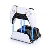 PS5 Controller Charger Station with LED Indicator,Self-Aligning Charging Dock,Dual Controller Fast Charging Dock,Desktop Display Stand for PlayStation 5 (White)