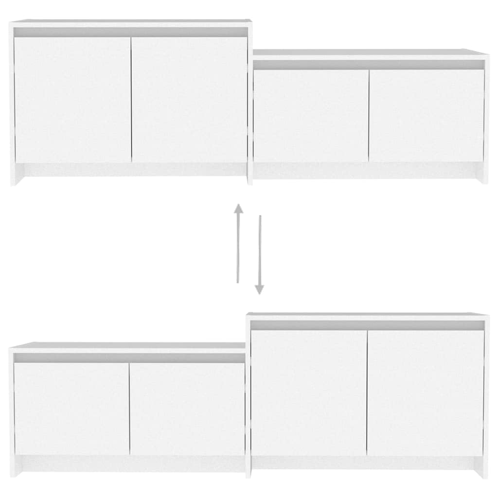 Mobile TV bianco, 146,5 x 35 x 50 cm, con 4 ante